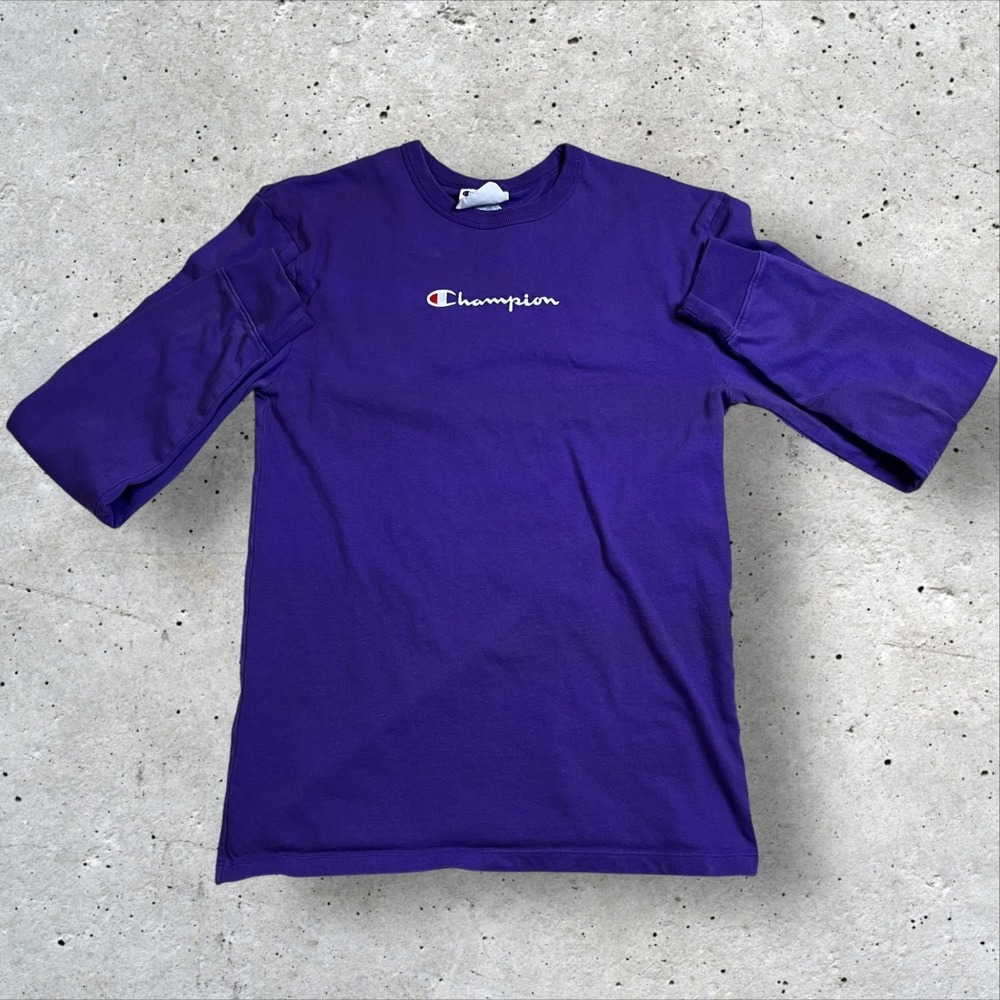 Champion Long Sleeve Pullover Sweatshirt Size Small Purple Since 1919 Graphic